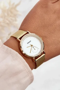 Zegarki>Ernest Damski Zegarek Złoty Fermm - Biała Tarcza