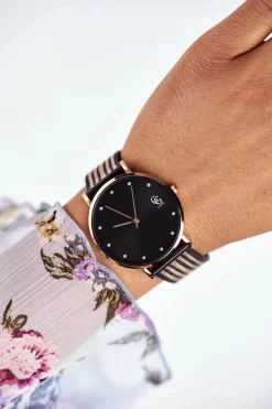 Zegarki>GG Luxe Damski Zegarek Czarny Bransoleta Exquit