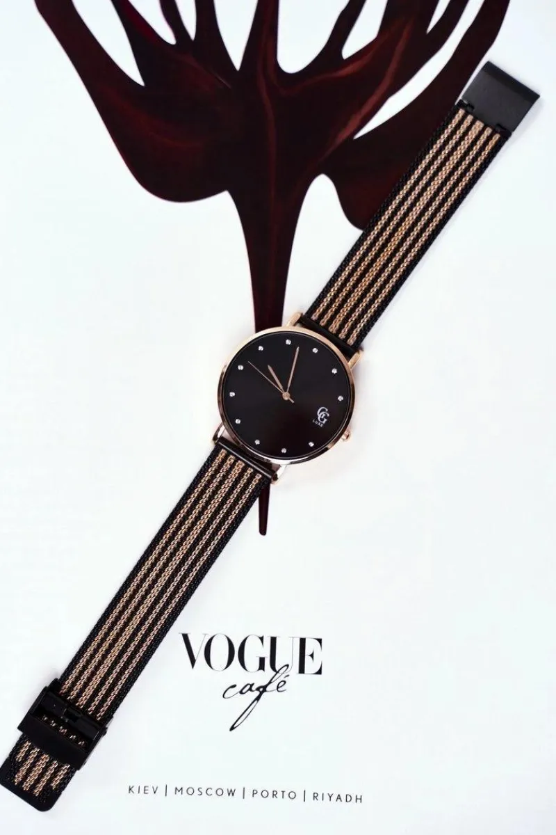 Zegarki>GG Luxe Damski Zegarek Czarny Bransoleta Exquit