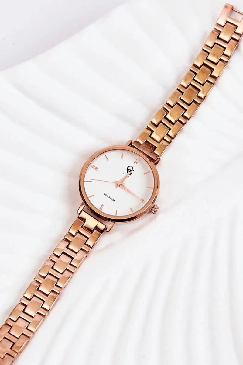 Zegarki>GG Luxe Damski Zegarek Różowe Złoto Z Cyrkoniami