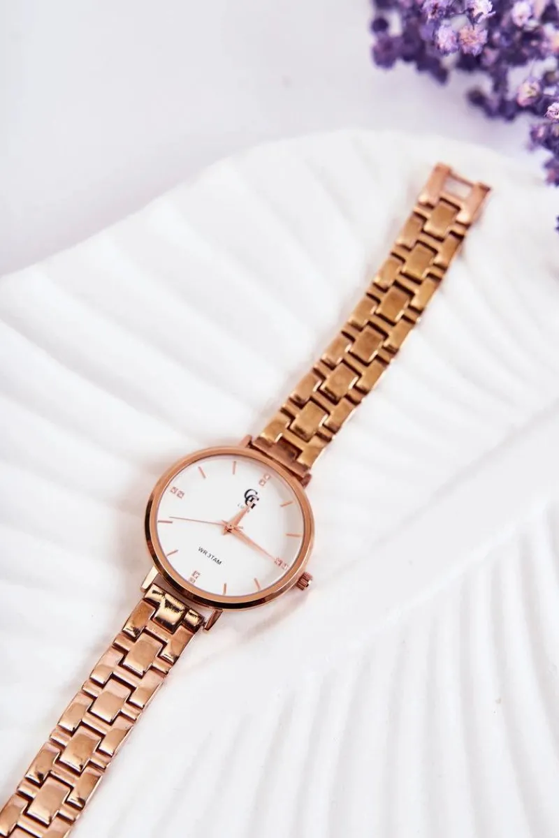 Zegarki>GG Luxe Damski Zegarek Różowe Złoto Z Cyrkoniami