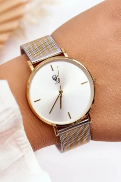 Hot Damski Zegarek Srebrno-Złoty Fiber Zegarki