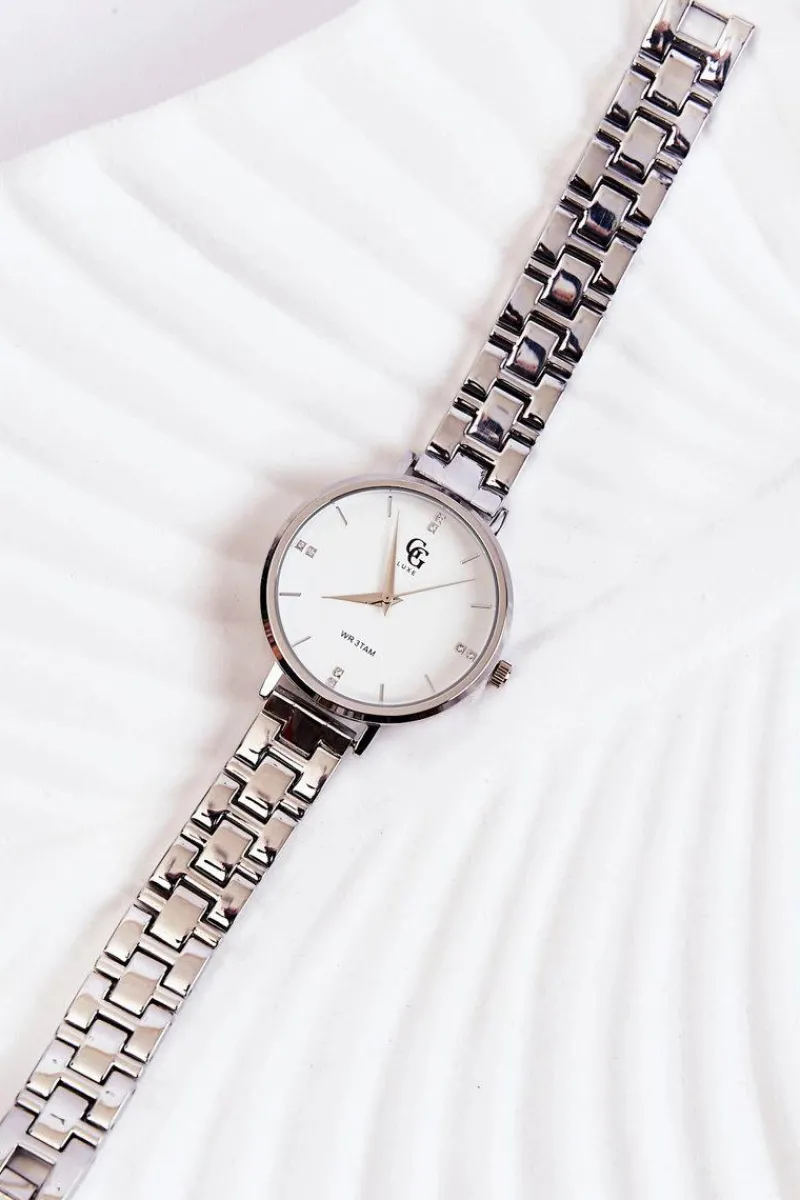 Hot GG Luxe Damski Zegarek Srebrny Z Cyrkoniami