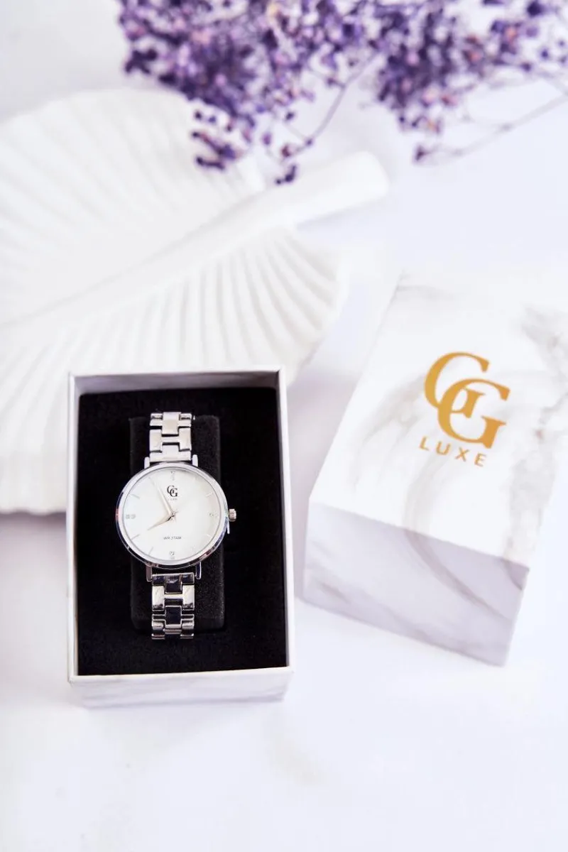 Hot GG Luxe Damski Zegarek Srebrny Z Cyrkoniami