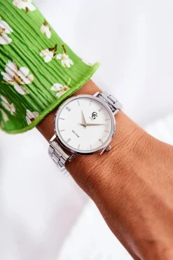 Hot GG Luxe Damski Zegarek Srebrny Z Cyrkoniami