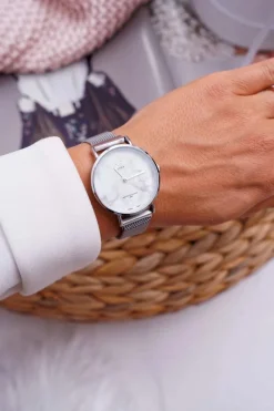 Zegarki>GG Luxe Damski Zegarek Srebrny Biała Tarcza Bemas