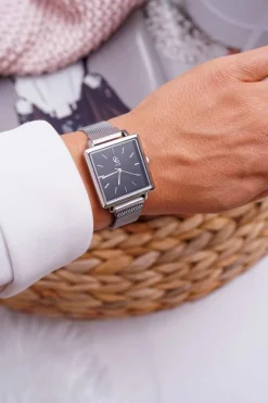 Zegarki>GG Luxe Damski Zegarek Srebrny Czarna Tarcza Terroso