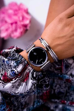 Online GG Luxe Damski Zegarek Szeroka Bransoleta Srebrny Vivena