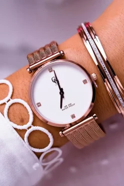 Hot GG Luxe Damski Zegarek Szeroka Bransoleta Różowe Złoto Vivena