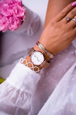 Hot GG Luxe Damski Zegarek Szeroka Bransoleta Różowe Złoto Vivena