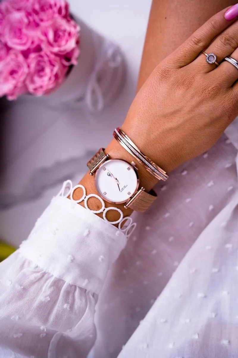 Hot GG Luxe Damski Zegarek Szeroka Bransoleta Różowe Złoto Vivena