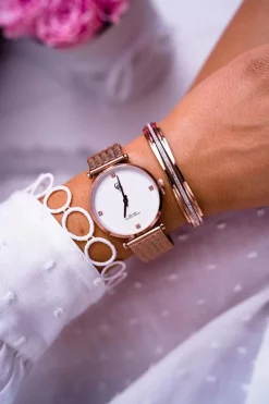 Hot GG Luxe Damski Zegarek Szeroka Bransoleta Różowe Złoto Vivena