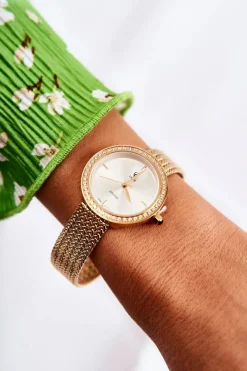 New Damski Zegarek Złoty Z Srebrną Tarcza Zegarki