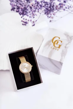 New Damski Zegarek Złoty Z Srebrną Tarcza Zegarki