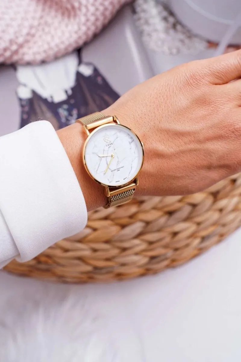 Zegarki>GG Luxe Damski Zegarek Złoty Biała Tarcza Bemas