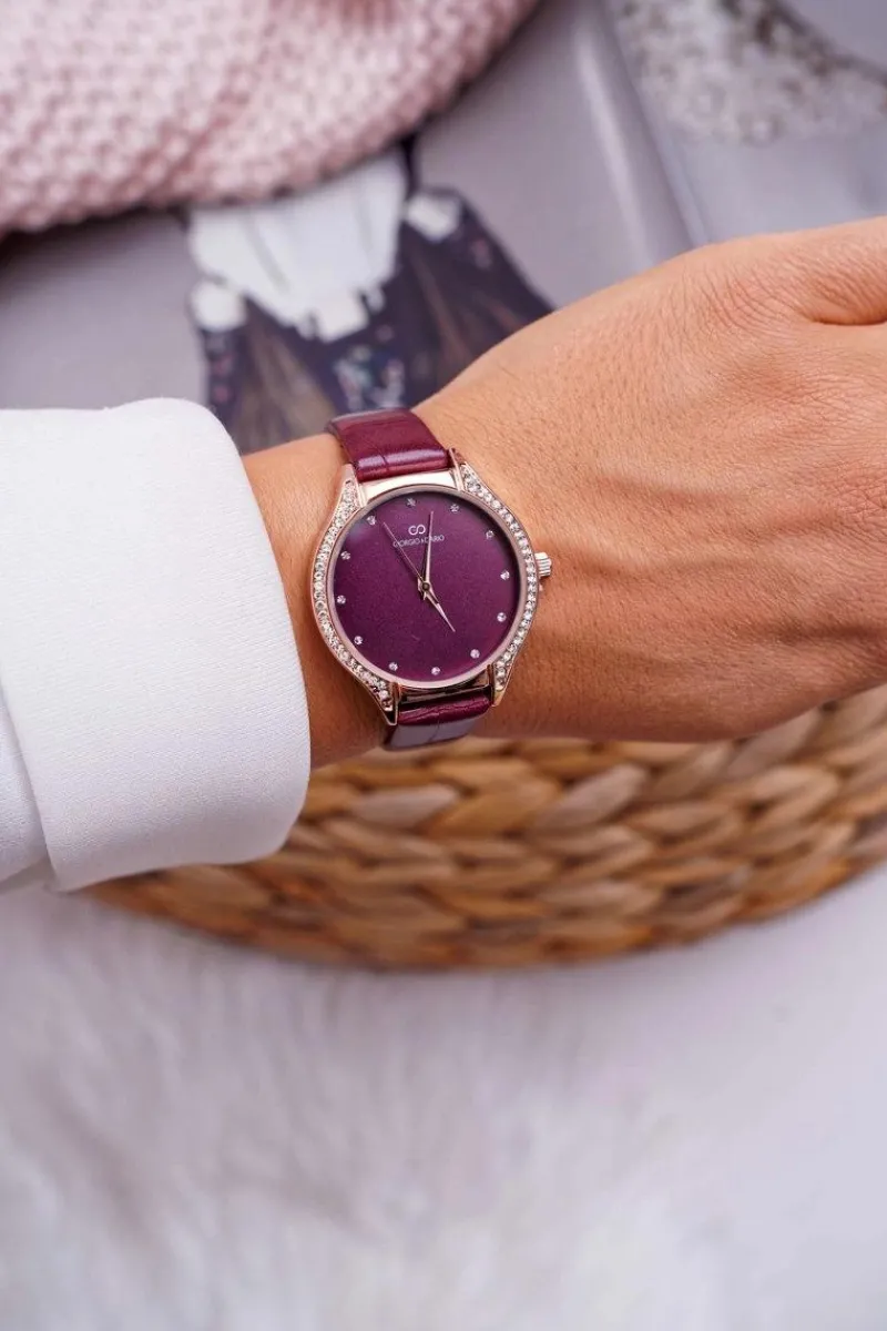 Zegarki>Giorgio&Dario Damski Zegarek Giorgio & Dario z Cyrkoniami Bordowy Prime