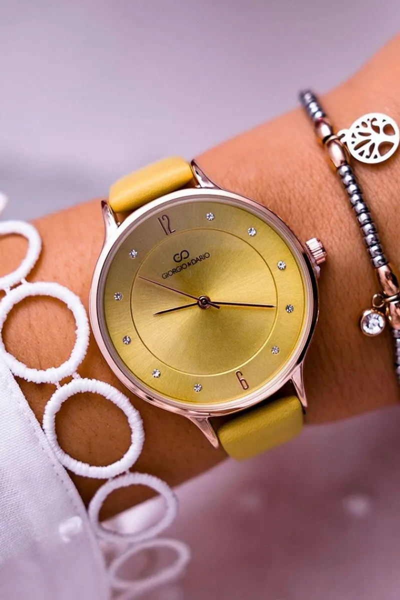 Hot Damski Zegarek Giorgio & Dario Żółty Yenea Zegarki
