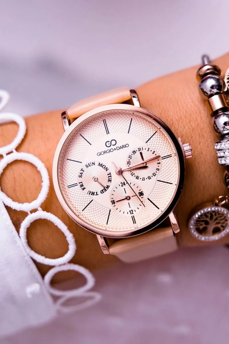 New Damski Zegarek Giorgio & Dario Beżowy Ranaha Zegarki