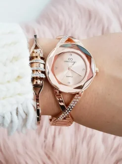 New Damski Zegarek Giorgio & Dario Z Cekinami Cube Różowe Złoto Zegarki