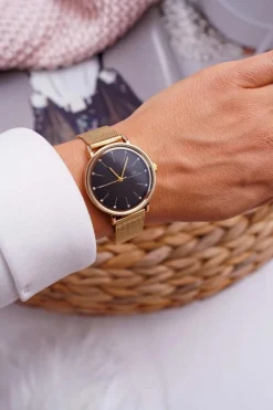 Zegarki>Giorgio&Dario Damski Zegarek Giorgio & Dario Mesh Złoty Czarna Tarcza Oreno