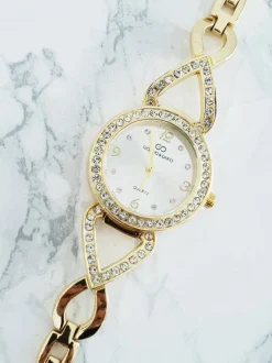 New Damski Zegarek Giorgio & Dario Z Cyrkoniami Emrat Złoty Zegarki