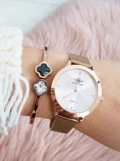 New Damski Zegarek Ferri Różowe Złoto Zegarki