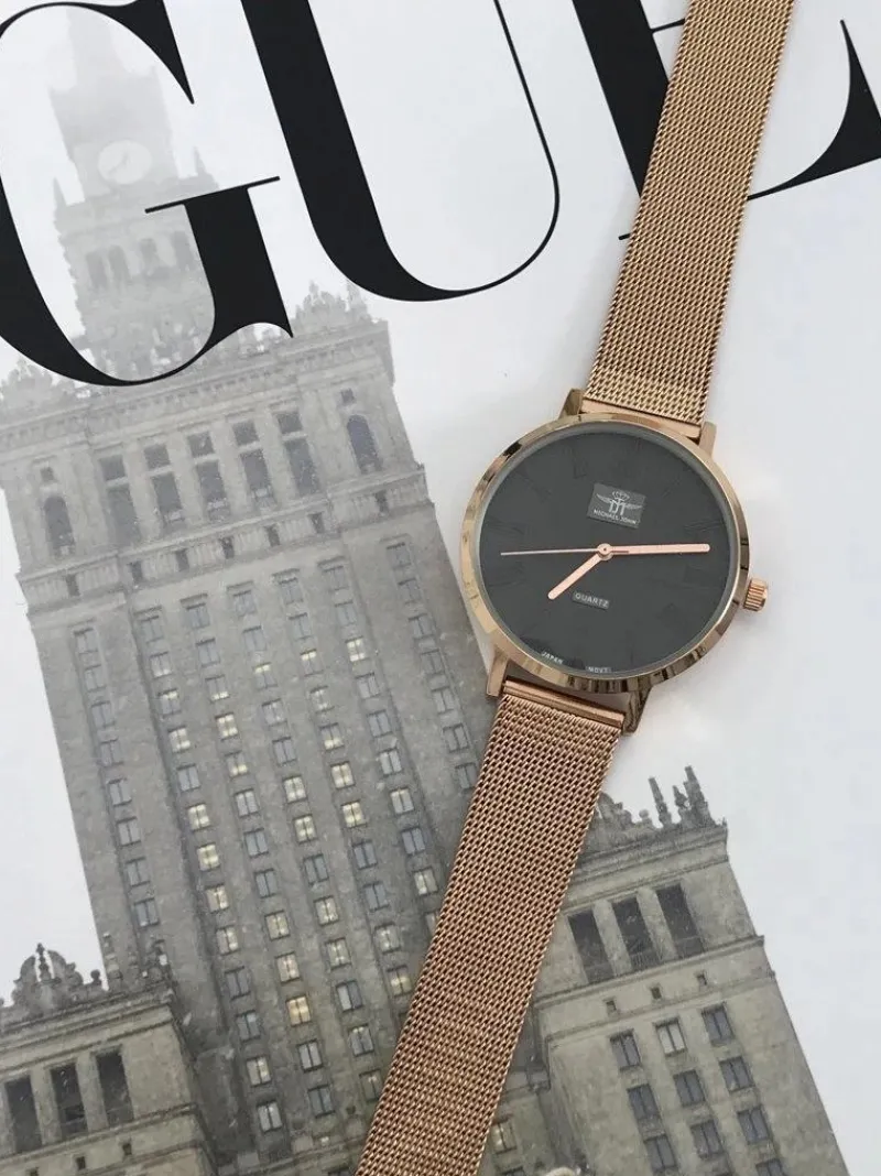 Hot Michael John Damski Zegarek Elis Różowe Złoto / Szara Tarcza