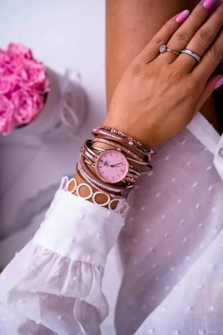 Hot Michael John Damski Zegarek Owijany Różowy Lanell