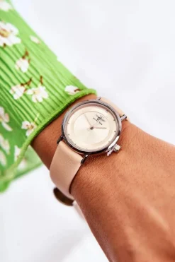 Discount Damski Zegarek Paule Srebrno-Beżowy Zegarki