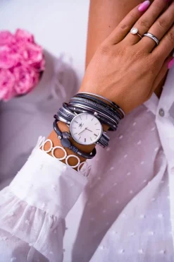 New Michael John Damski Zegarek Z Rzemykami Szary Lanell