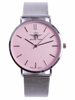 New Michael John Damski Zegarek Florence Srebrno Różowy 40mm