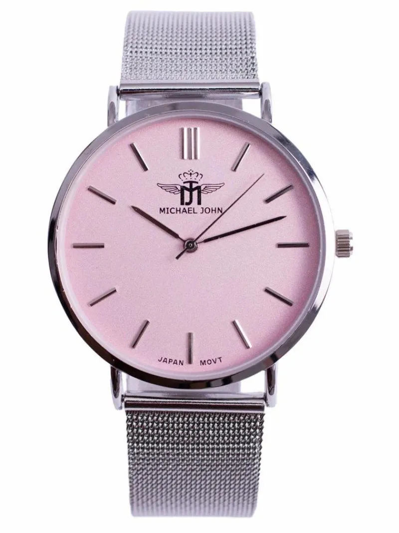 New Michael John Damski Zegarek Florence Srebrno Różowy 40mm
