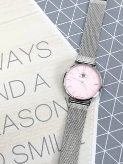 New Michael John Damski Zegarek Florence Srebrno Różowy 40mm