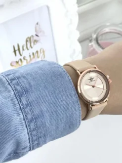 New Michael John Damski Zegarek Paule Beżowy