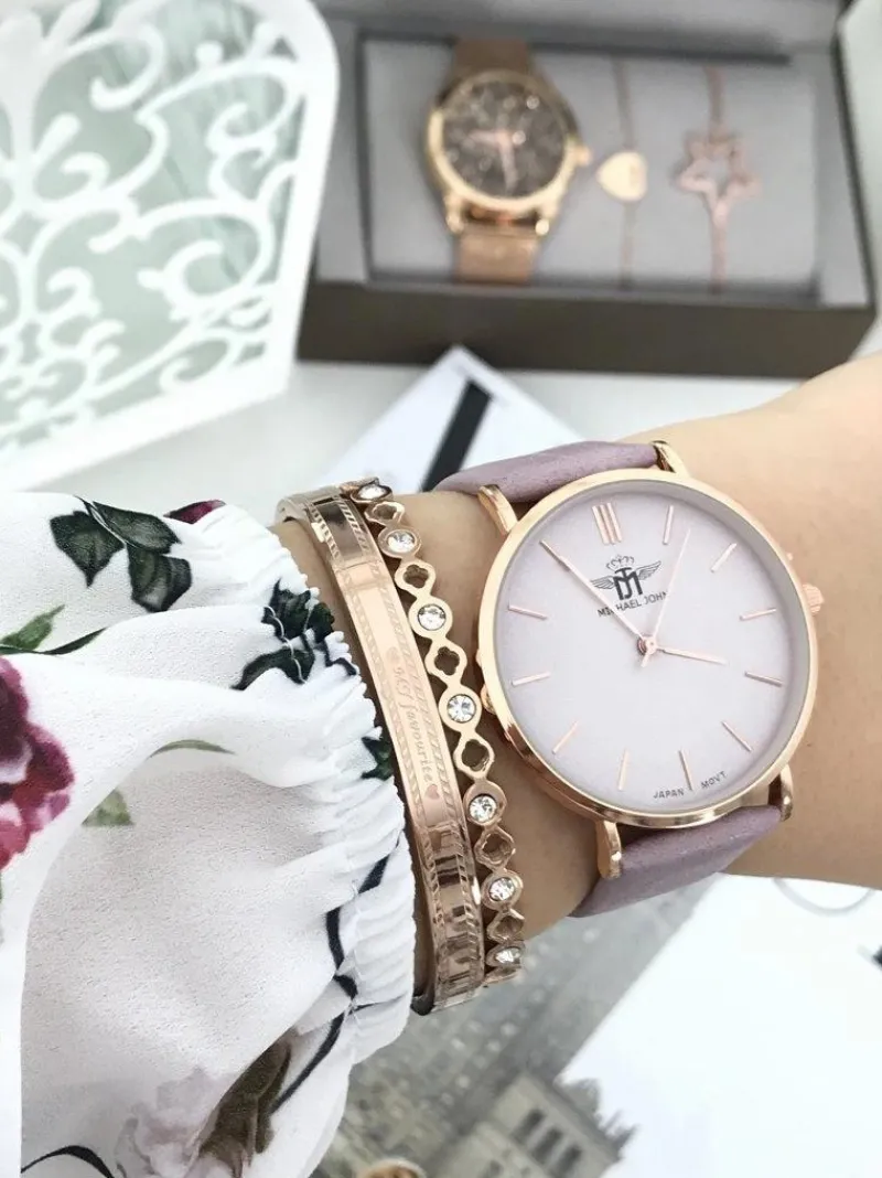 Clearance Michael John Damski Zegarek Florence 40mm Różowy Pasek