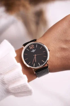 Zegarki>Michael John Damski Zegarek Czarny Różowe Złoto Dora