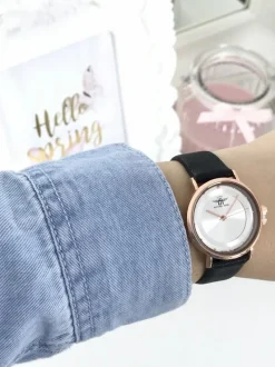 Best Michael John Damski Zegarek Paule Czarny Biała Tarcza