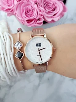 Zegarki>Michael John Damski Zegarek Elis Różowe Złoto / Biała Tarcza