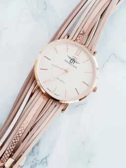 Best Damski Zegarek Z Rzemykowym Paskiem Pepero Różowy Zegarki