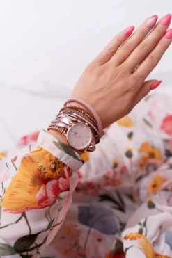 Clearance Michael John Damski Zegarek Owijany Na Magnes Różowy Lanell