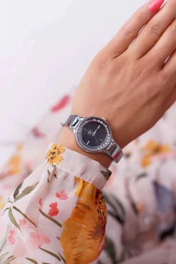 New Damski Zegarek Srebrno Czarny Mirava Zegarki