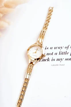 Zegarki>Giorgio&Dario Damski Zegarek Na Bransolecie Giorgio & Dario Złoty Z Białą Tarczą Pisento