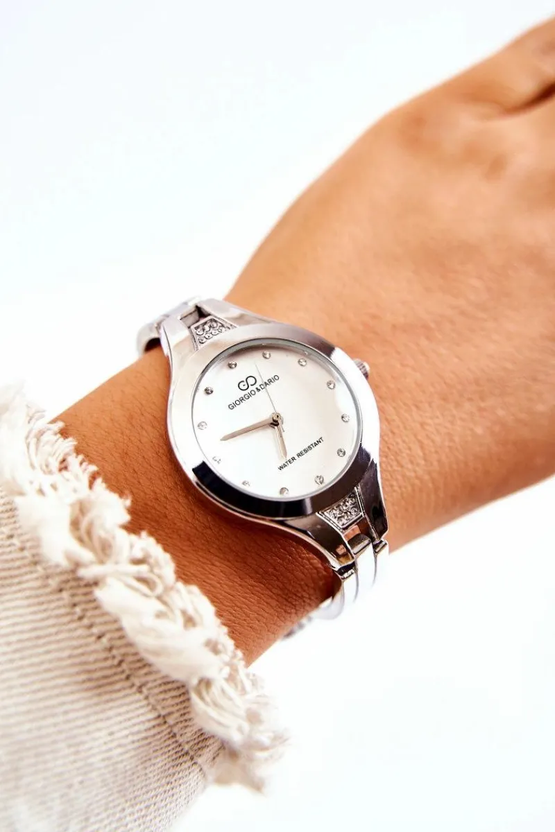 Giorgio&Dario Damski Zegarek Na Bransolecie Giorgio & Dario Srebrny Z Białą Tarczą Pisento