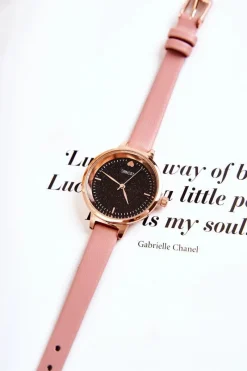 Damski Zegarek Na Cienkim Pasku Różowy Zegarki
