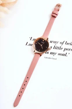 Damski Zegarek Na Cienkim Pasku Różowy Zegarki