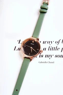 Discount Damski Zegarek Na Cienkim Pasku Zielony Zegarki