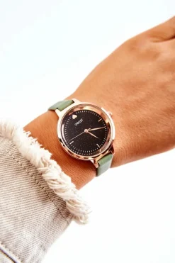 Discount Damski Zegarek Na Cienkim Pasku Zielony Zegarki