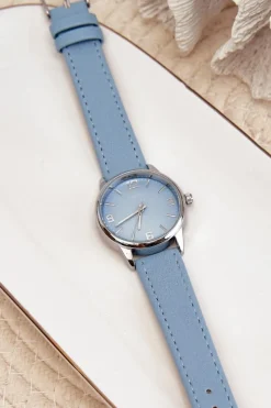 Discount Damski Zegarek Na Eko Skórzanym Pasku Niebieski E62177 Zegarki