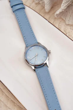 Discount Damski Zegarek Na Eko Skórzanym Pasku Niebieski E62177 Zegarki