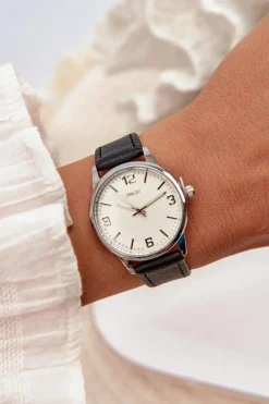 Zegarki>Ernest Damski Zegarek Na Eko Skórzanym Pasku Czarny E62177